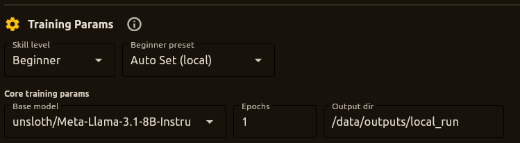 Auto Set (local) preset