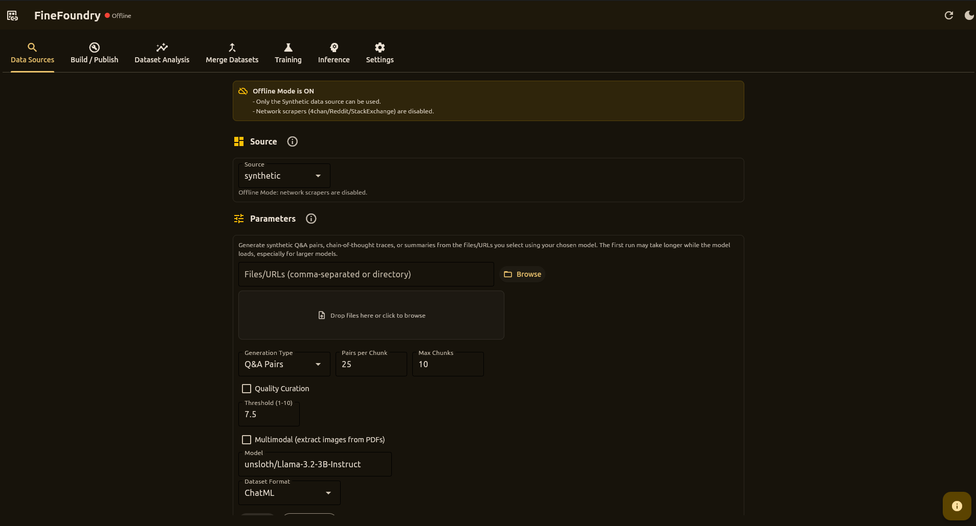 Data Sources Tab Screenshot